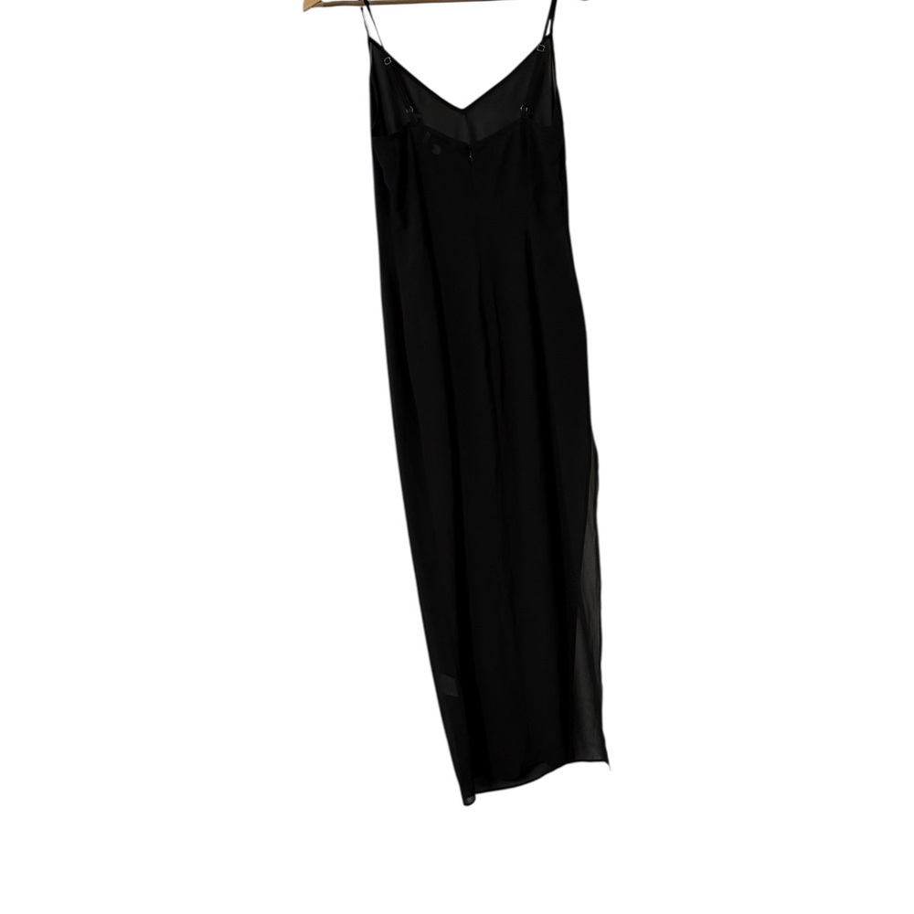 SAULEE Sheer Mesh Sleeveless Black Slip Midi Dress - Picture 5 of 7